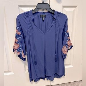 Jessica Simpson Boho Floral Sleeve Top, Size XS